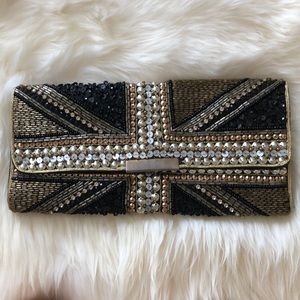 Union Jack beaded clutch